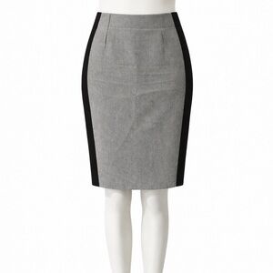 Lida Baday Grey Pencil Skirt Size 6 | Black Side Panels | Made in Canada